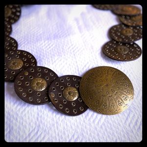 🛍 Boho Disc Brown Leather Adjustable Belt